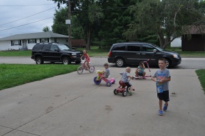 most of the kids playing in the driveway!